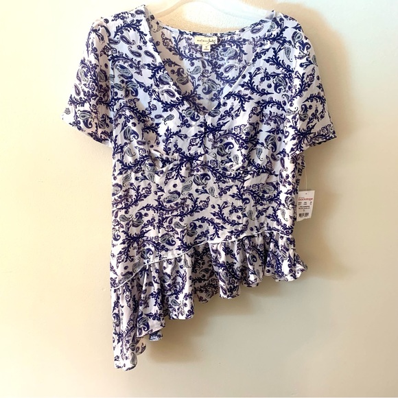 Maison Jules Tops - Maison Jules Paisley Asymmetric Hem Blouse